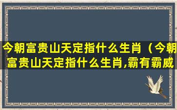 今朝富贵山天定指什么生肖（今朝富贵山天定指什么生肖,霸有霸威风,海天一碧）