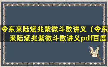 令东来陆斌兆紫微斗数讲义（令东来陆斌兆紫微斗数讲义pdf百度云）