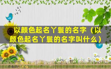 以颜色起名丫鬟的名字（以颜色起名丫鬟的名字叫什么）