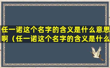 任一诺这个名字的含义是什么意思啊（任一诺这个名字的含义是什么意思啊女生）