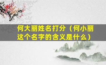 何大丽姓名打分（何小丽这个名字的含义是什么）