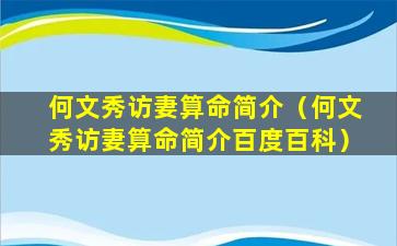 何文秀访妻算命简介（何文秀访妻算命简介百度百科）