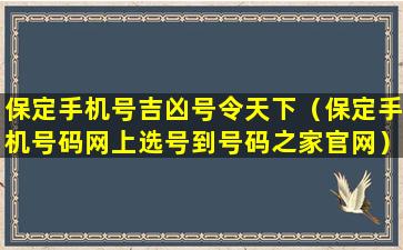 保定手机号吉凶号令天下（保定手机号码网上选号到号码之家官网）