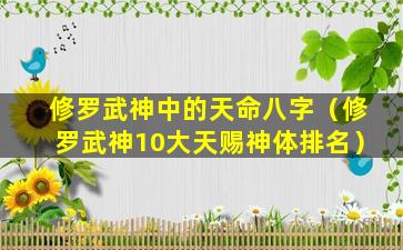 修罗武神中的天命八字（修罗武神10大天赐神体排名）