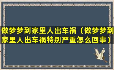 做梦梦到家里人出车祸（做梦梦到家里人出车祸特别严重怎么回事）