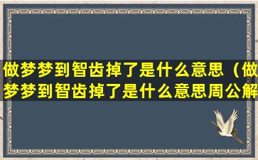 做梦梦到智齿掉了是什么意思（做梦梦到智齿掉了是什么意思周公解梦）