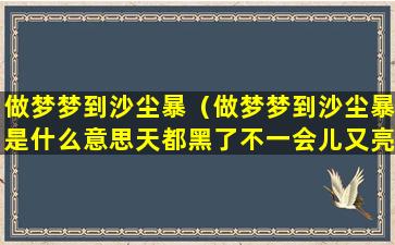 做梦梦到沙尘暴（做梦梦到沙尘暴是什么意思天都黑了不一会儿又亮了天）