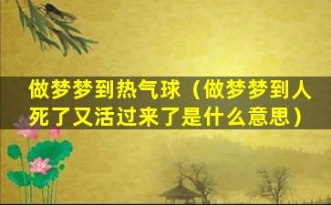 做梦梦到热气球（做梦梦到人死了又活过来了是什么意思）