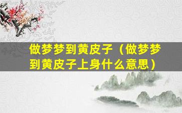 做梦梦到黄皮子（做梦梦到黄皮子上身什么意思）