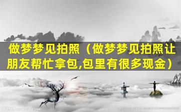 做梦梦见拍照（做梦梦见拍照让朋友帮忙拿包,包里有很多现金）