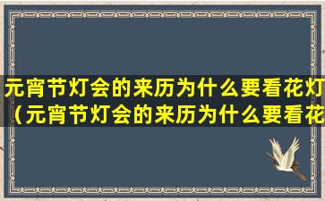 元宵节灯会的来历为什么要看花灯（元宵节灯会的来历为什么要看花灯呢）