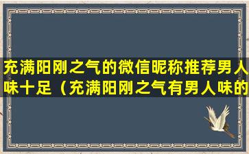 充满阳刚之气的微信昵称推荐男人味十足（充满阳刚之气有男人味的网名）