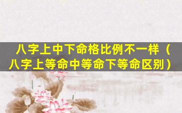 八字上中下命格比例不一样（八字上等命中等命下等命区别）