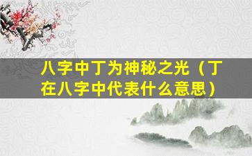 八字中丁为神秘之光（丁在八字中代表什么意思）