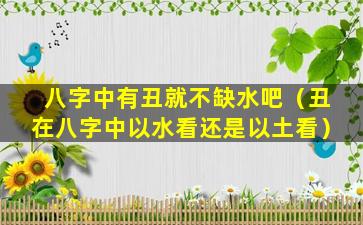 八字中有丑就不缺水吧（丑在八字中以水看还是以土看）