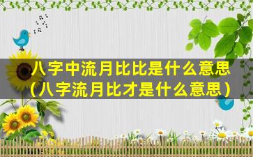 八字中流月比比是什么意思（八字流月比才是什么意思）