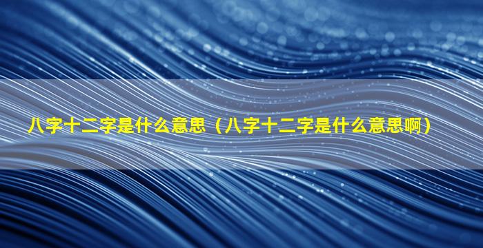 八字十二字是什么意思（八字十二字是什么意思啊）