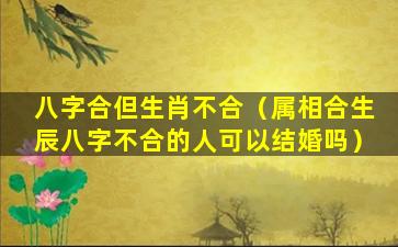 八字合但生肖不合（属相合生辰八字不合的人可以结婚吗）