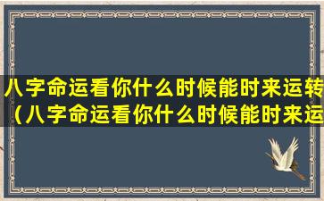 八字命运看你什么时候能时来运转（八字命运看你什么时候能时来运转呢）