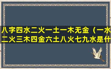 八字四水二火一土一木无金（一水二火三木四金六土八火七九水是什么五行）