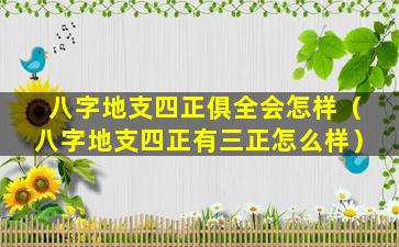 八字地支四正俱全会怎样（八字地支四正有三正怎么样）