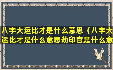 八字大运比才是什么意思（八字大运比才是什么意思劫印官是什么意思）