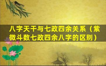 八字天干与七政四余关系（紫微斗数七政四余八字的区别）