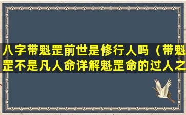 八字带魁罡前世是修行人吗（带魁罡不是凡人命详解魁罡命的过人之处）