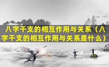 八字干支的相互作用与关系（八字干支的相互作用与关系是什么）