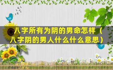 八字所有为阴的男命怎样（八字阴的男人什么什么意思）