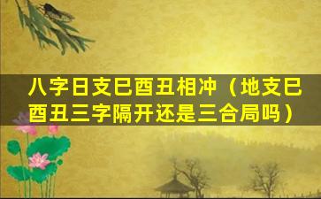 八字日支巳酉丑相冲（地支巳酉丑三字隔开还是三合局吗）