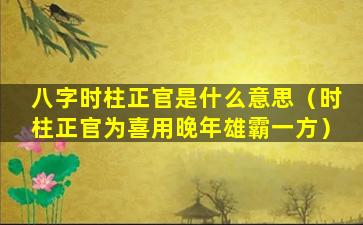 八字时柱正官是什么意思（时柱正官为喜用晚年雄霸一方）