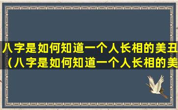 八字是如何知道一个人长相的美丑（八字是如何知道一个人长相的美丑呢）