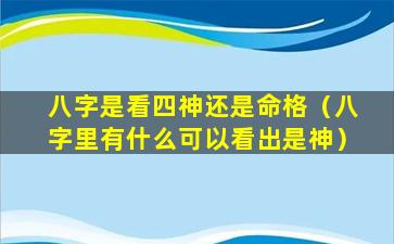 八字是看四神还是命格（八字里有什么可以看出是神）