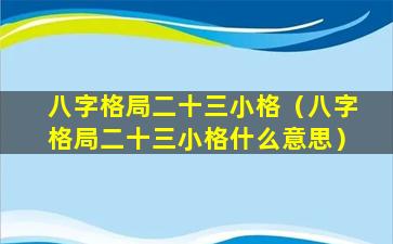 八字格局二十三小格（八字格局二十三小格什么意思）