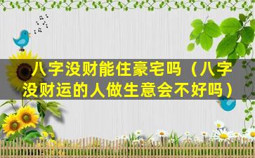 八字没财能住豪宅吗（八字没财运的人做生意会不好吗）