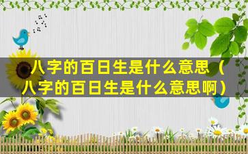 八字的百日生是什么意思（八字的百日生是什么意思啊）