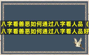 八字看善恶如何通过八字看人品（八字看善恶如何通过八字看人品好坏）