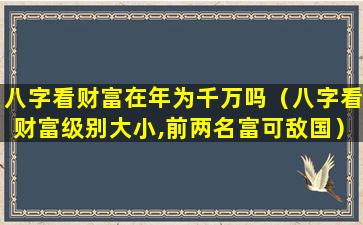 八字看财富在年为千万吗（八字看财富级别大小,前两名富可敌国）