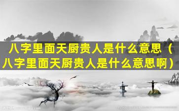 八字里面天厨贵人是什么意思（八字里面天厨贵人是什么意思啊）