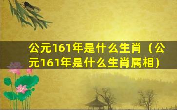 公元161年是什么生肖（公元161年是什么生肖属相）