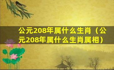 公元208年属什么生肖（公元208年属什么生肖属相）