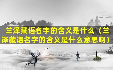 兰泽藏语名字的含义是什么（兰泽藏语名字的含义是什么意思啊）