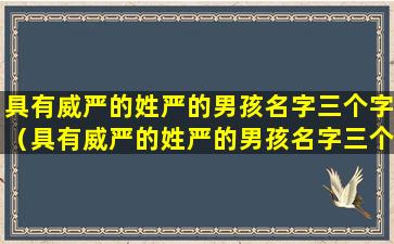 具有威严的姓严的男孩名字三个字（具有威严的姓严的男孩名字三个字有哪些）