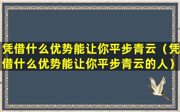 凭借什么优势能让你平步青云（凭借什么优势能让你平步青云的人）