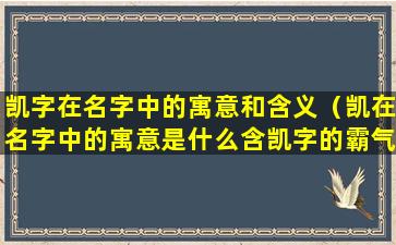 凯字在名字中的寓意和含义（凯在名字中的寓意是什么含凯字的霸气取名大全）