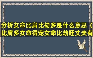 分析女命比肩比劫多是什么意思（比肩多女命得宠女命比劫旺丈夫有钱）