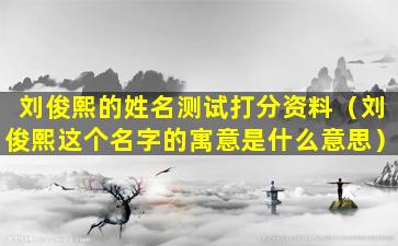 刘俊熙的姓名测试打分资料（刘俊熙这个名字的寓意是什么意思）