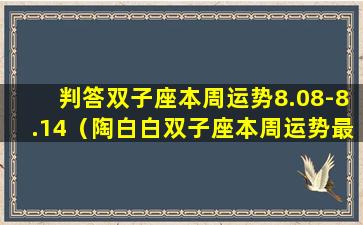 判答双子座本周运势8.08-8.14（陶白白双子座本周运势最新）