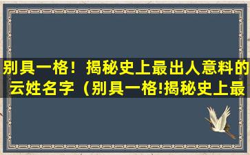 别具一格！揭秘史上最出人意料的云姓名字（别具一格!揭秘史上最出人意料的云姓名字）